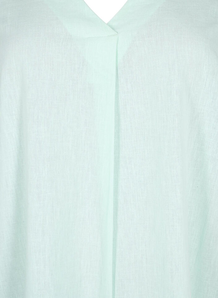 Cotton blend kaftan dress with linen, Green, Packshot image number 2