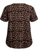 FLASH - Short sleeve viscose blouse with print, Brown, Packshot image number 1