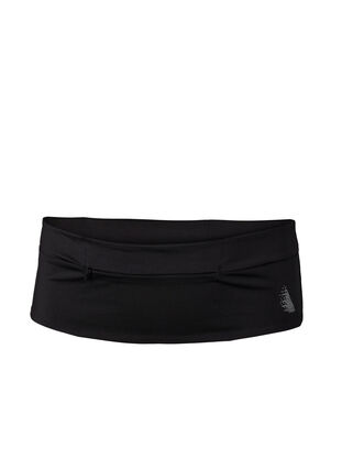 Running belt with zipped pockets, Black, Packshot image number 0