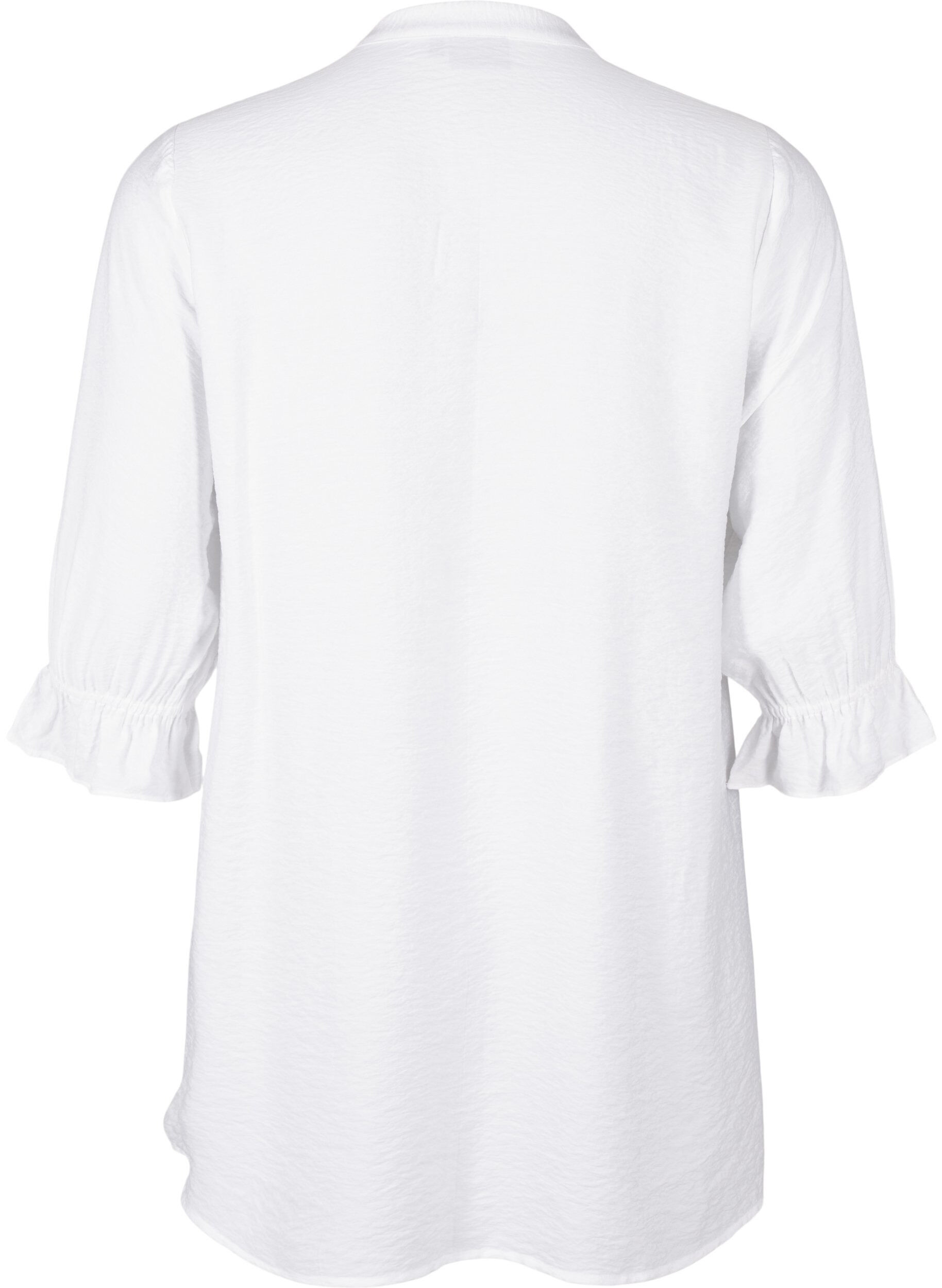 Zizzifashion Long viscose shirt with lace detail, Bright White, Packshot image number 1