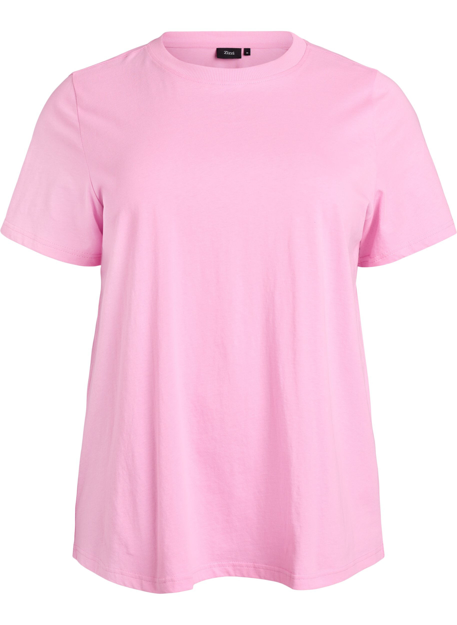 Zizzifashion Basic cotton T-shirt with round neck, Pink, Packshot image number 0