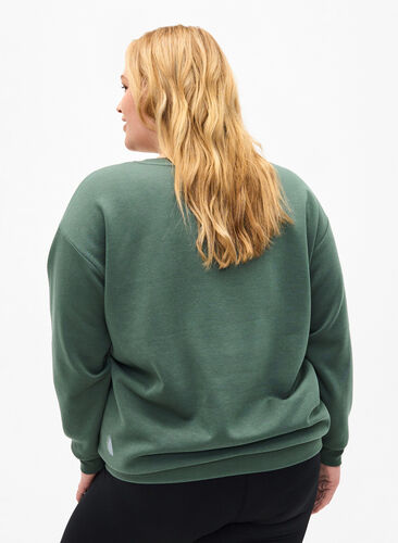 Sweatshirt with terry text, Duck Green, Model image number 1