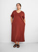 Midi T-shirt dress with a V-neck, 0426, Model image number 2