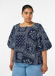 Viscose blouse with paisley print and balloon sleeves, Blue, Model image number 0