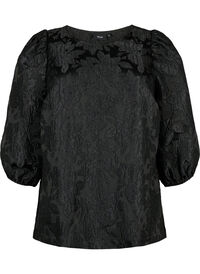 Jacquard blouse with 3/4 sleeves