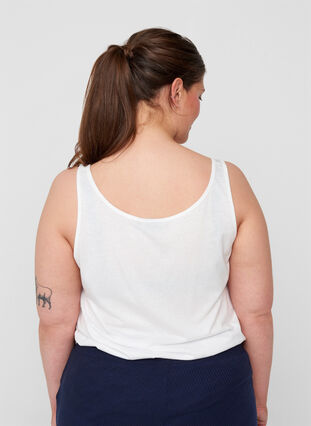 Top with a round neck and A-line, Bright White, Model image number 1