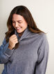 Knitted blouse with turtleneck and side buttons, Grey, Model image number 3