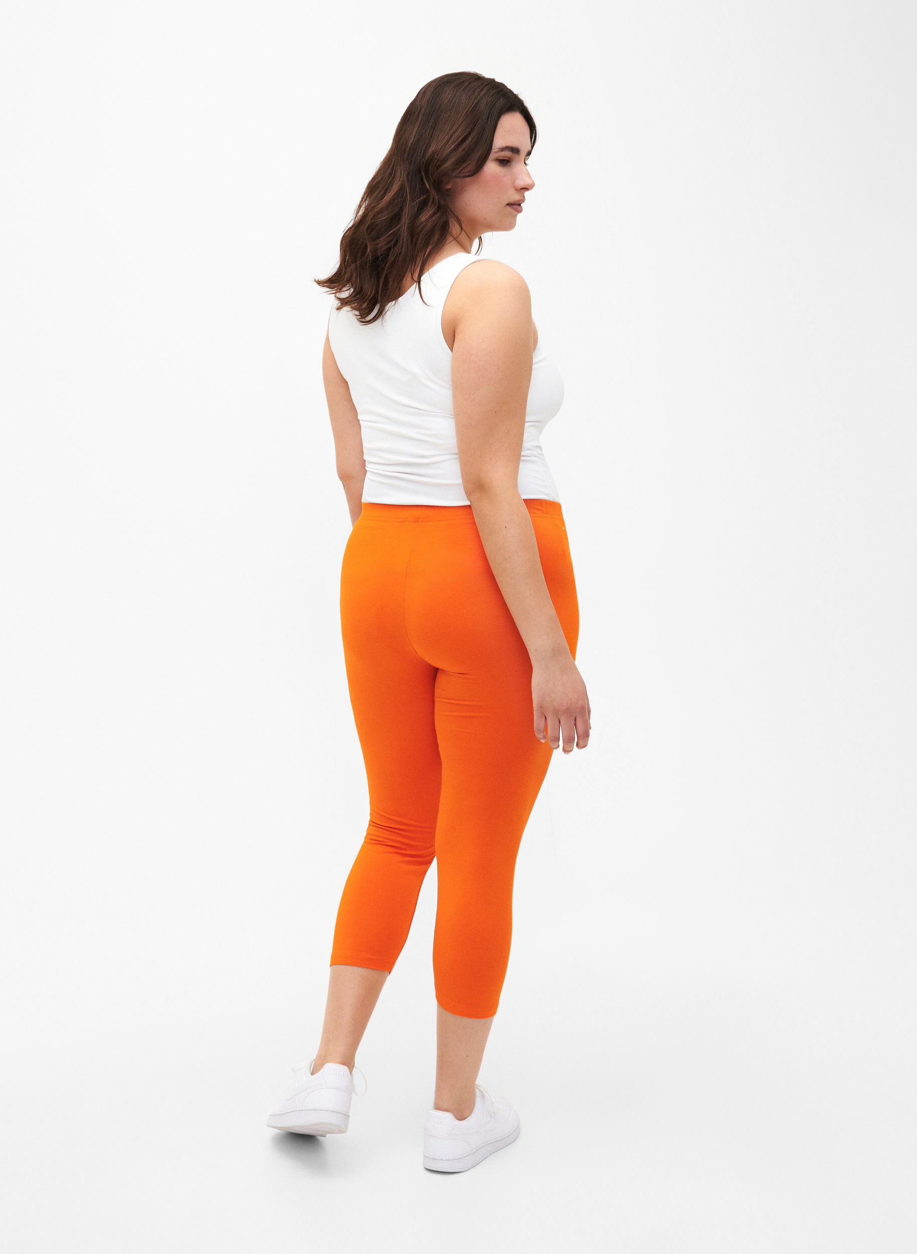 Zizzifashion Basic 3/4-length viscose leggings, Orange, Model image number 2