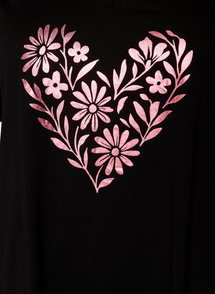 Organic cotton nightdress with V-neck, Black, Packshot image number 2