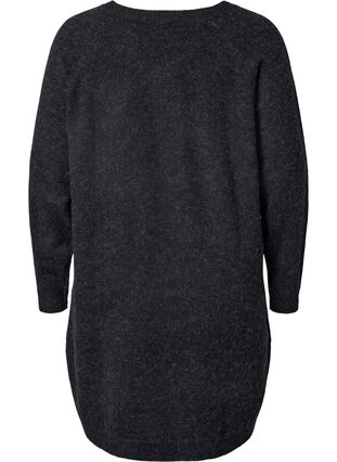 Melange knit dress with buttons, Dark Grey Melange, Packshot image number 1