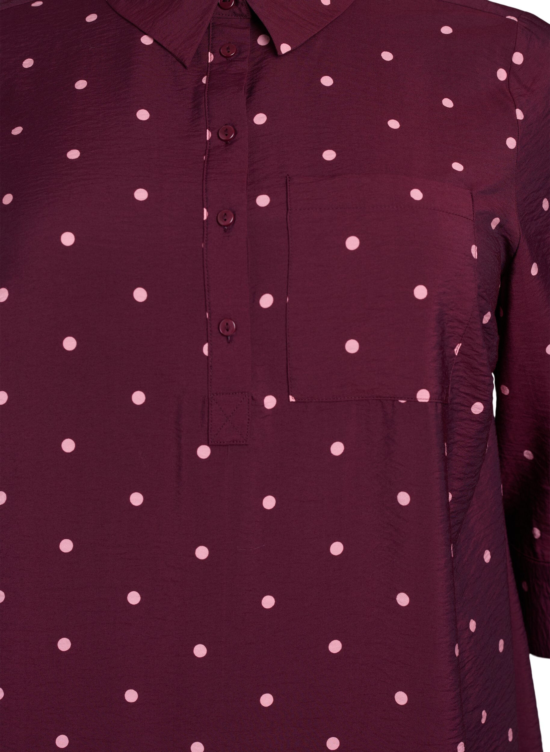 Zizzifashion Short dress with collar and chest pocket, Red, Packshot image number 2