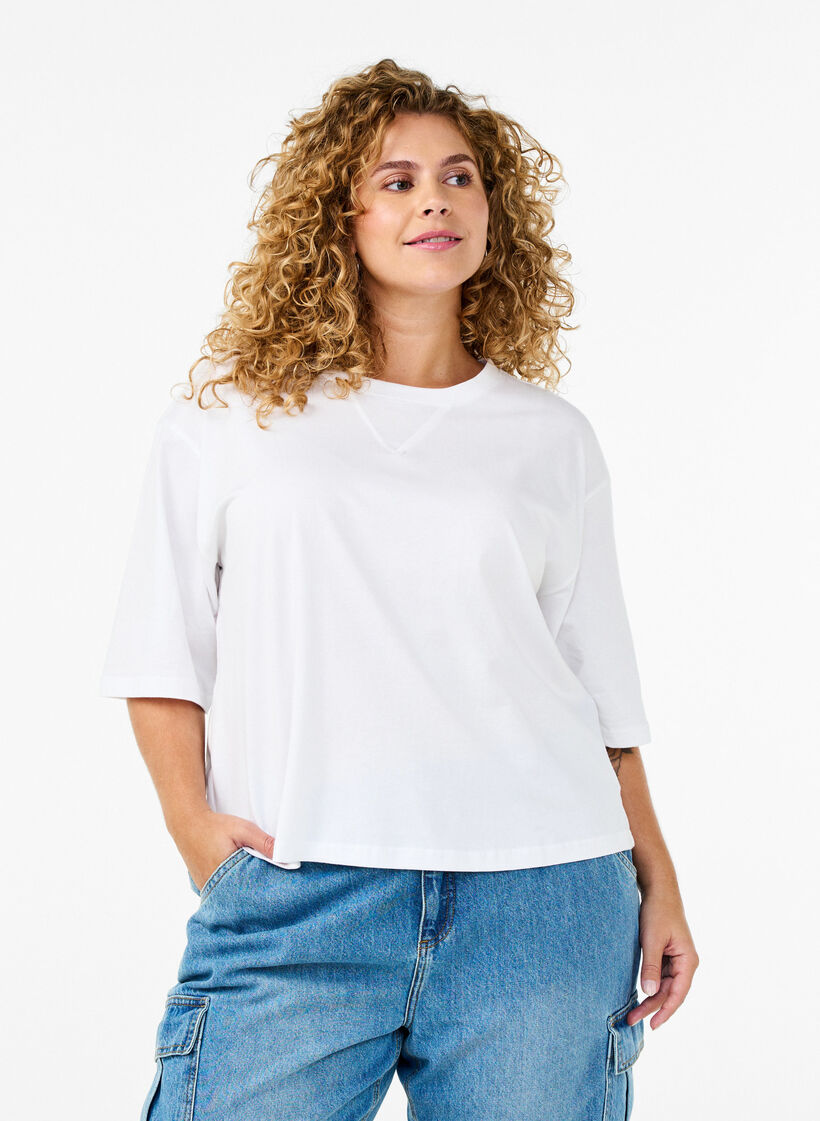 Boxy T-shirt in organic cotton, White, Model image number 0