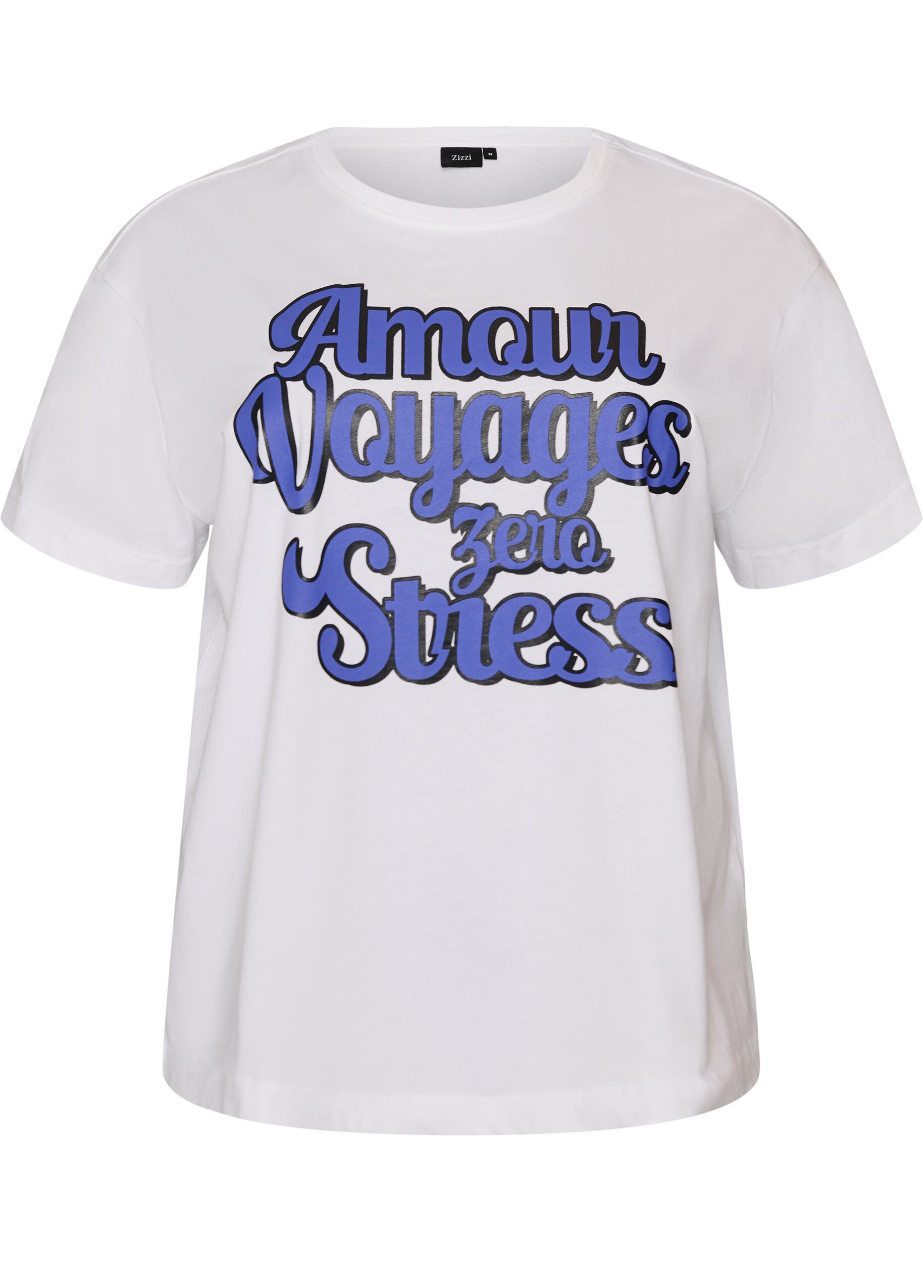 Zizzifashion100% cotton T-shirt with short sleeves and print, White, Packshot image number 0
