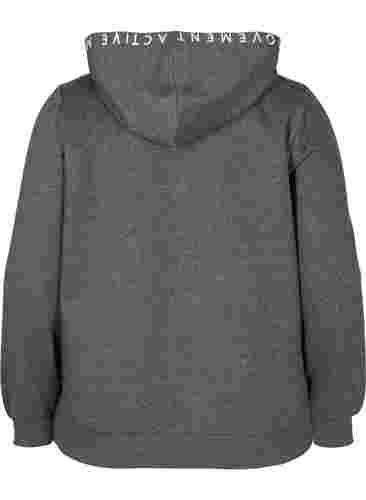 Workout hoodie jacket with zip, Dark Grey Melange, Packshot image number 1