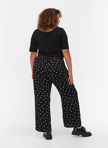 Lose viscose pants with paisley print, Black Dot, Model image number 1