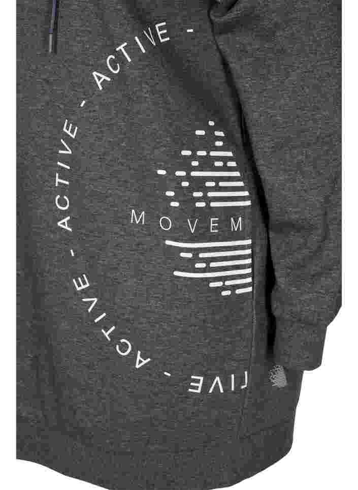 Long sweatshirt with a hood and print details, Dark Grey Melange, Packshot image number 3