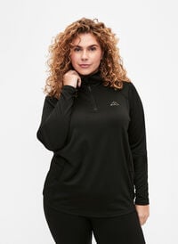 Baselayer blouse with pockets and mesh, Black, Model
