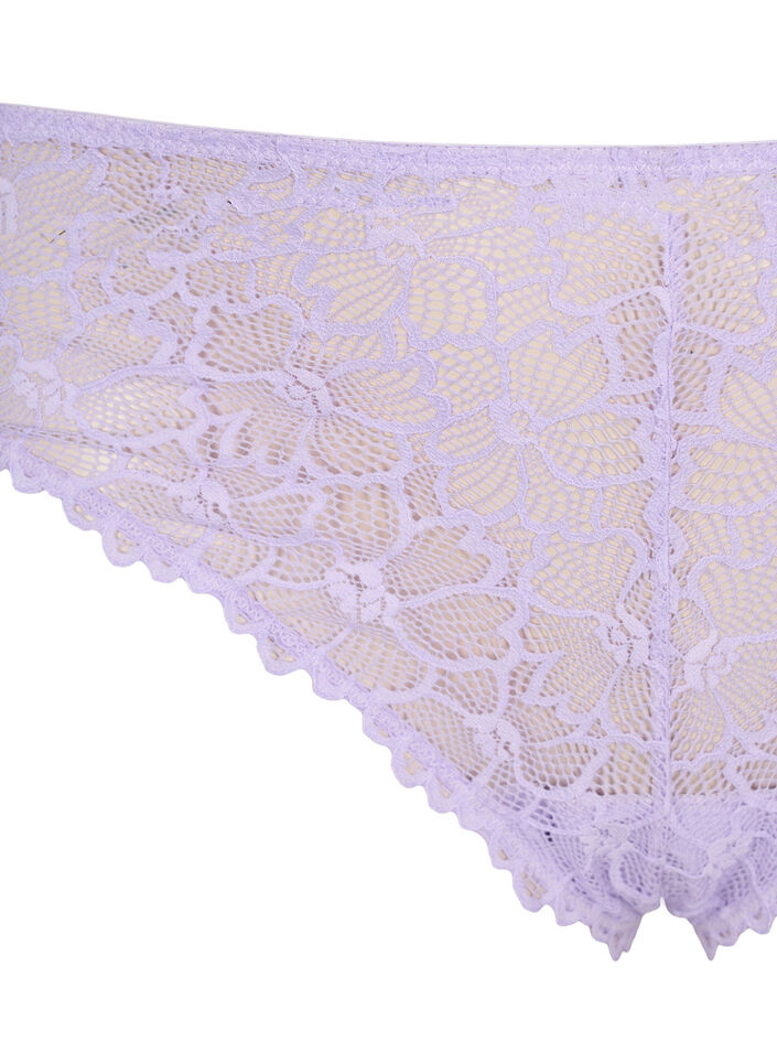 Floral lace thong with regular waist, Purple, Packshot
