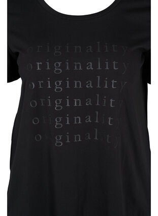 Cotton t-shirt with two-tone printed logo, Black Originality, Packshot image number 2
