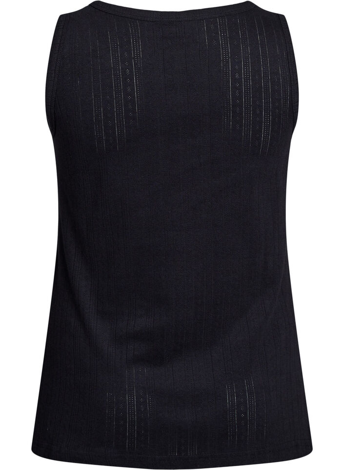 Night top in organic cotton with a textured pattern, Black, Packshot image number 1