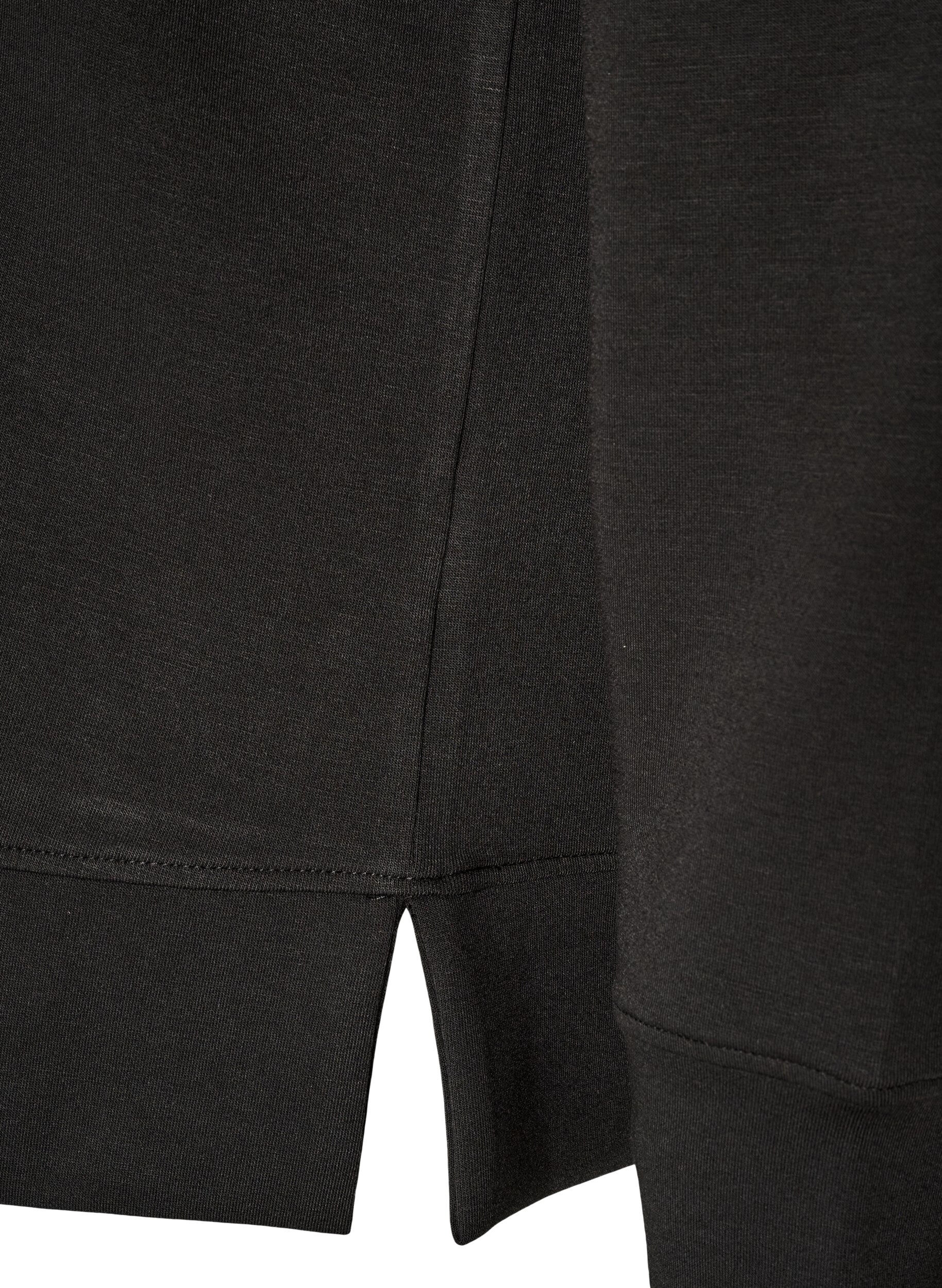 ZizzifashionLong-sleeved jersey blouse with a round neck, Black, Packshot image number 3