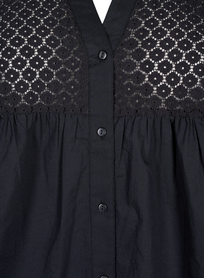 FLASH - Shirt with crochet detail, Black, Packshot image number 2