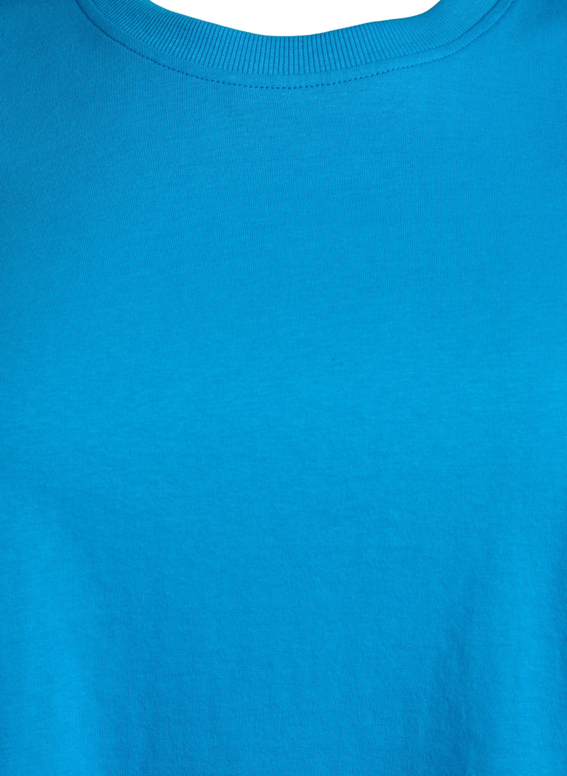ZizzifashionBasic cotton T-shirt with round neck, Blue, Packshot image number 2