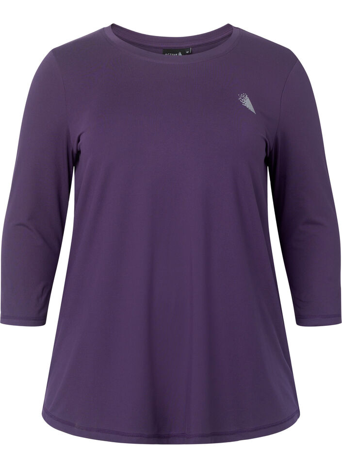 Workout top with 3/4 sleeves, Purple, Packshot image number 0