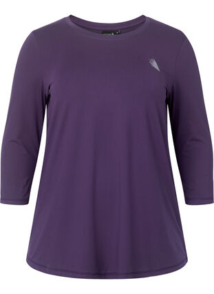 Workout top with 3/4 sleeves, Purple Plumeria, Packshot image number 0