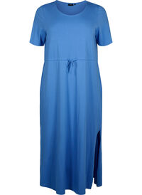 Midi dress in cotton with short sleeves