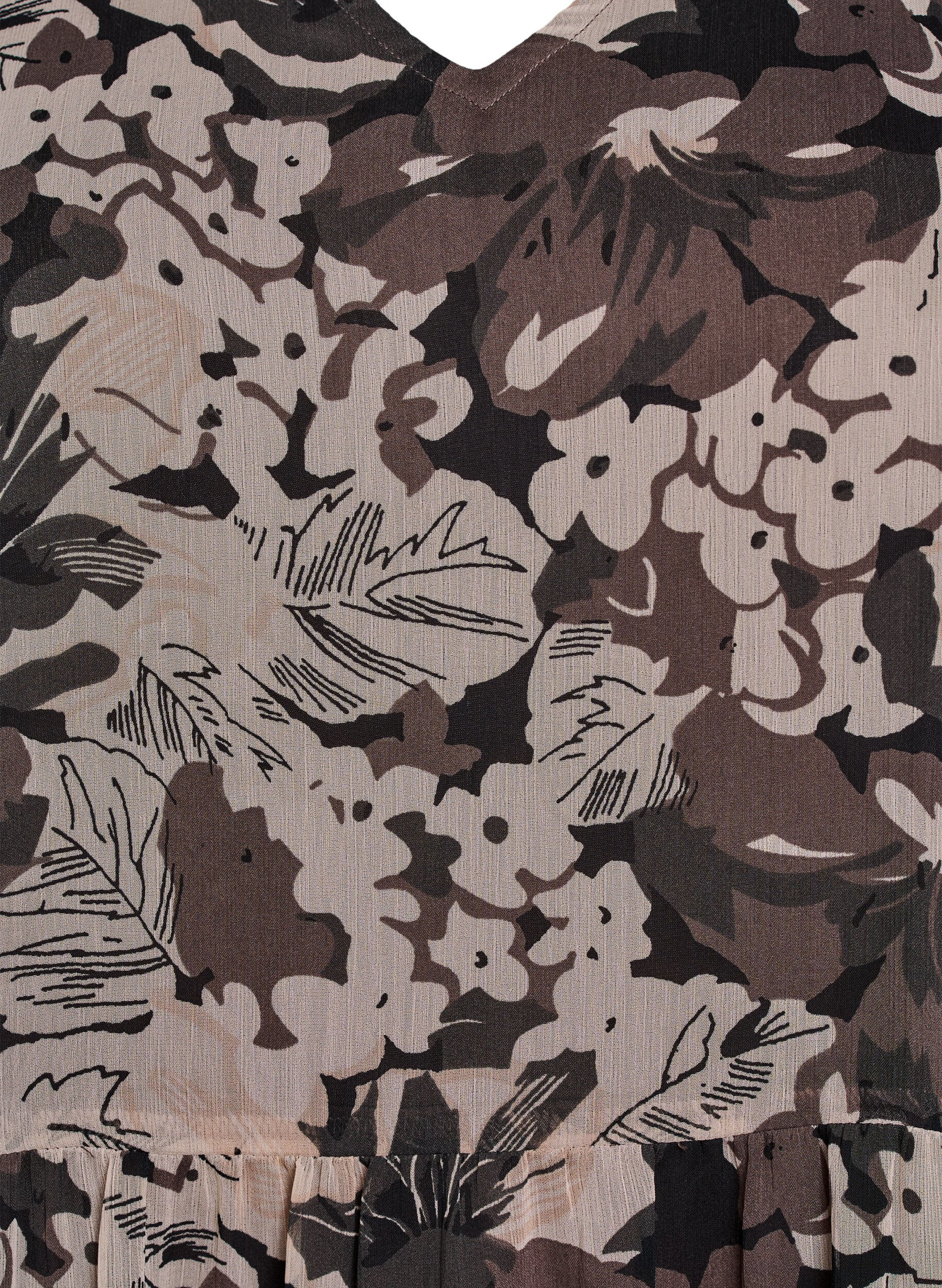 Zizzifashion Short A-line dress with floral print, Black, Packshot image number 2