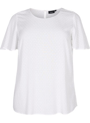 Structured viscose blouse with batwing sleeves, Bright White, Packshot image number 0
