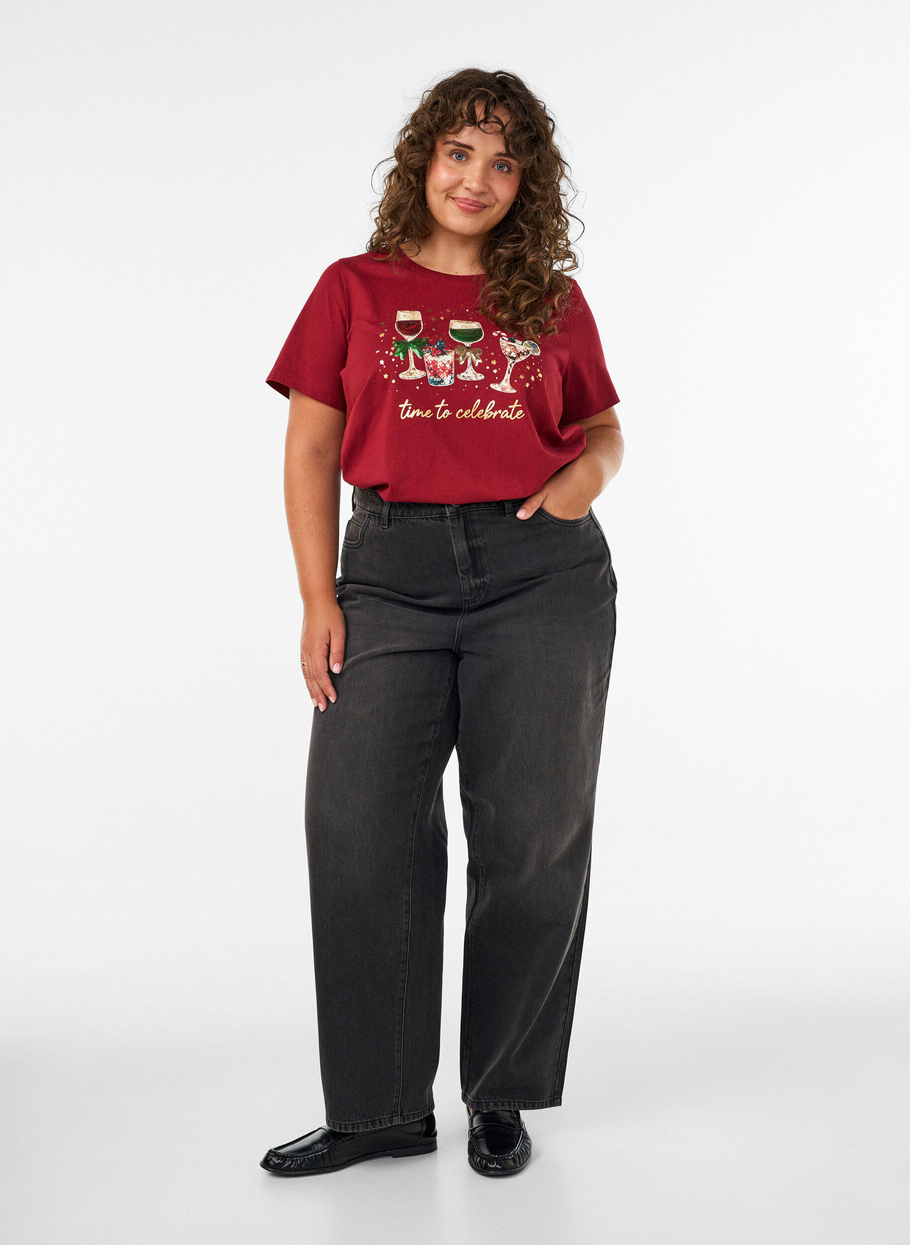 ZizzifashionChristmas t-shirt in organic cotton, Red, Model image number 1