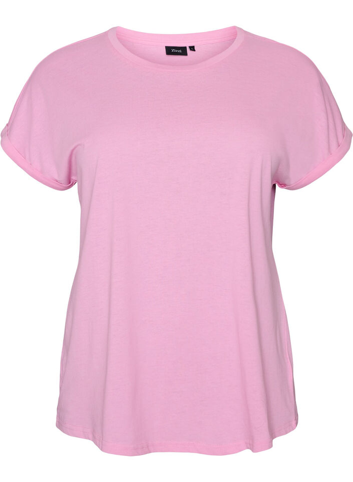 Short sleeved cotton blend t-shirt, Pink, Packshot image number 0