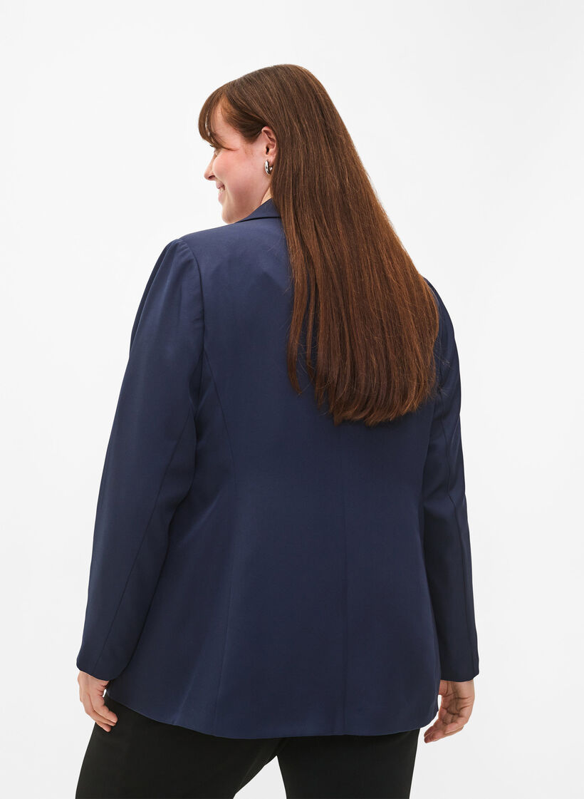 FLASH - Simple blazer with button, Blue, Model image number 2