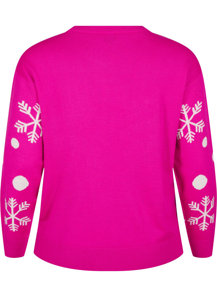 Christmas jumper with a round neck, Pink Glow Comb, Packshot image number 1