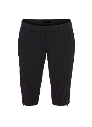 Loose cropped trousers in cotton, Black, Packshot image number 0