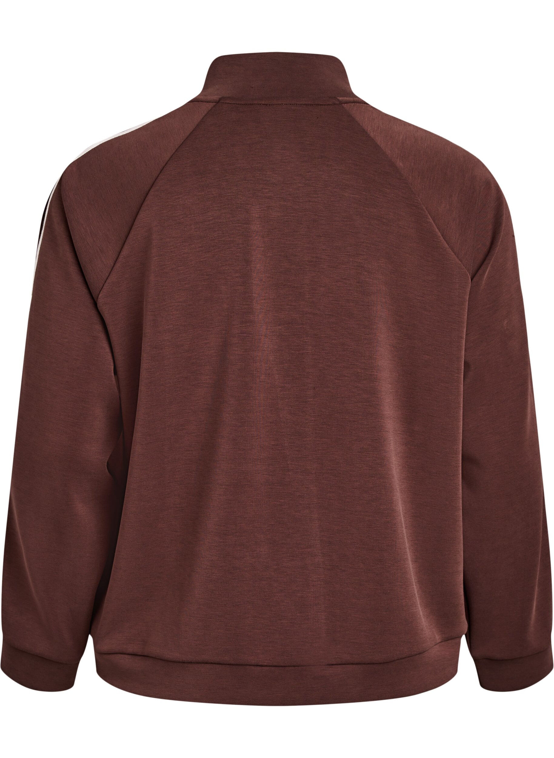 Zizzifashion High-neck training top with stripes on the sleeves, Brown, Packshot image number 1