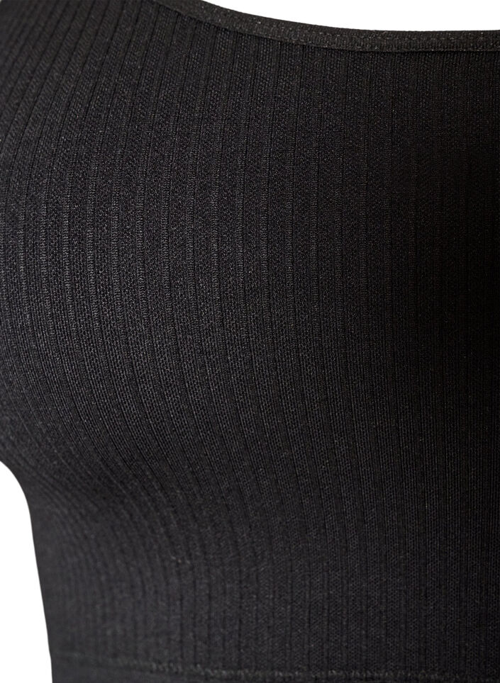 Seamless ribbed sports bra, Black, Packshot image number 2