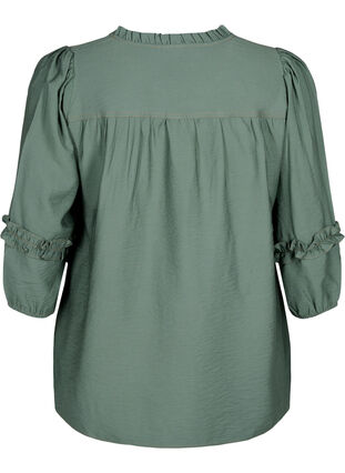 Blouse with ruffles, Duck Green, Packshot image number 1