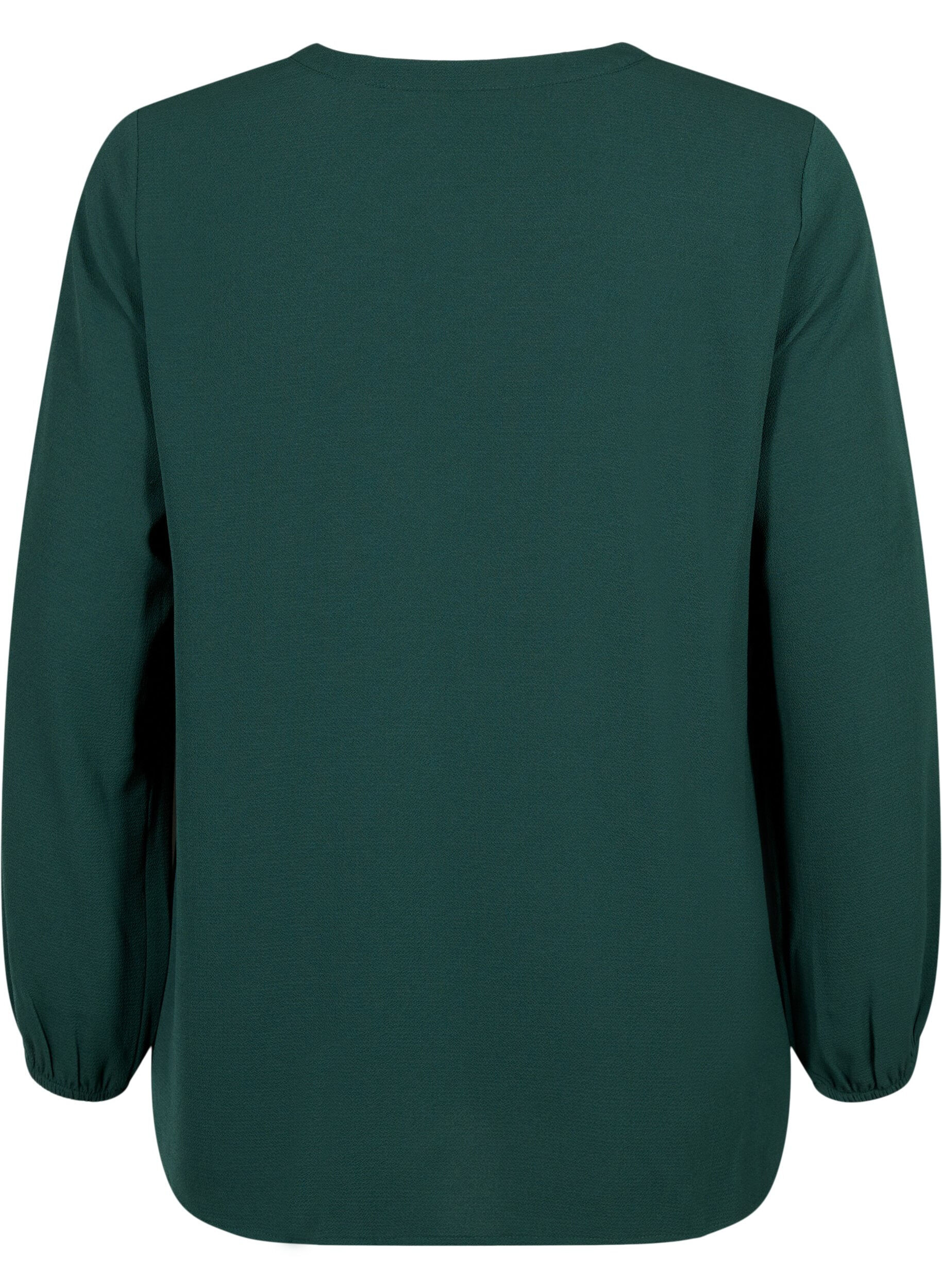 Zizzifashion Plain colour top with v-neck, Scarab, Packshot image number 1