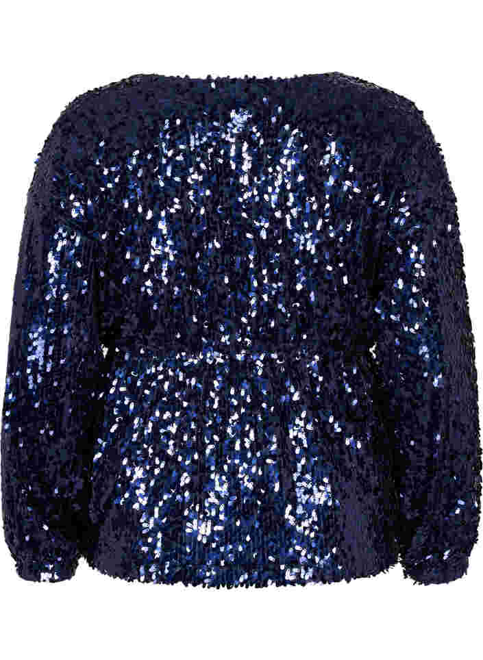 Cardigan with sequins and long sleeves, Evening Blue, Packshot image number 1