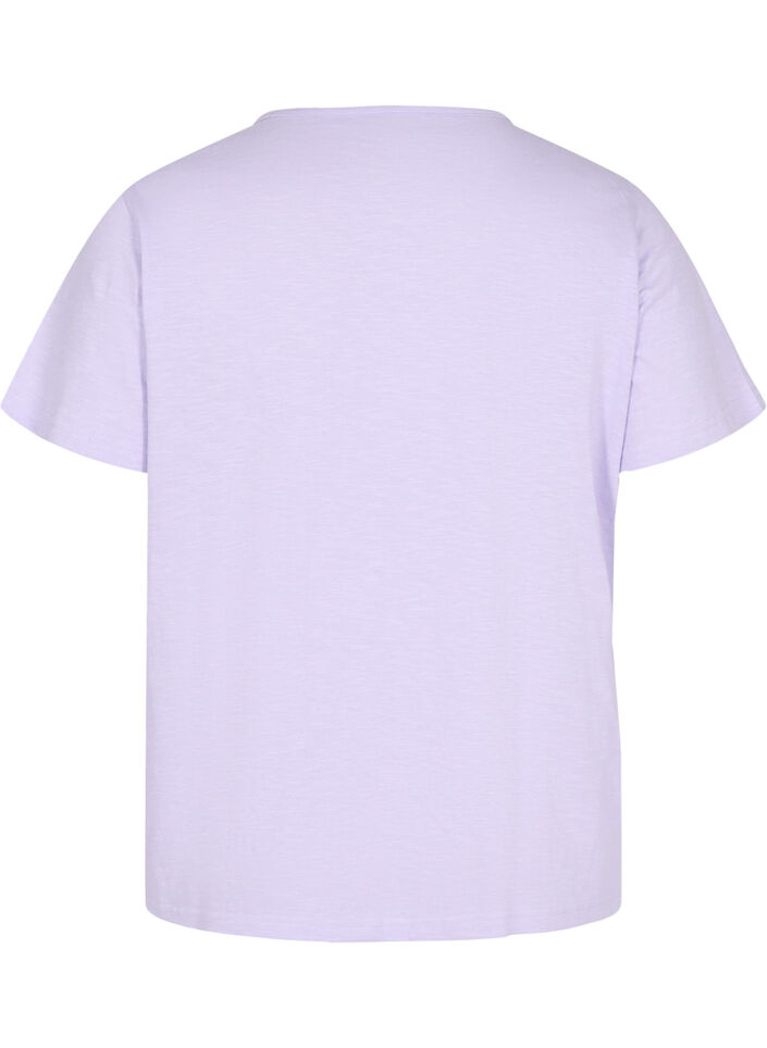 Cotton t-shirt with lace ribbon, Lavender, Packshot image number 1