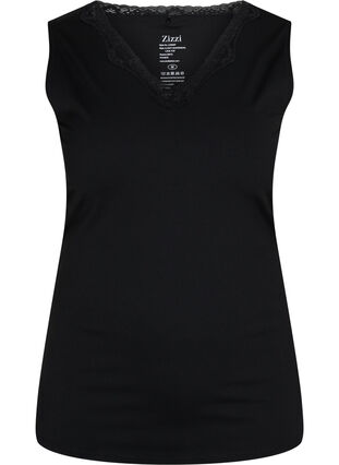 Light shapewear top with lace, Black, Packshot image number 0