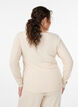 Jersey blouse with a square neck and ribbed texture, Beige, Model image number 2