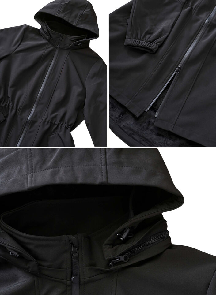 Hooded softshell jacket, Black solid, Packshot image number 4
