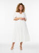Textured cotton midi dress with crochet details, White, Model image number 0