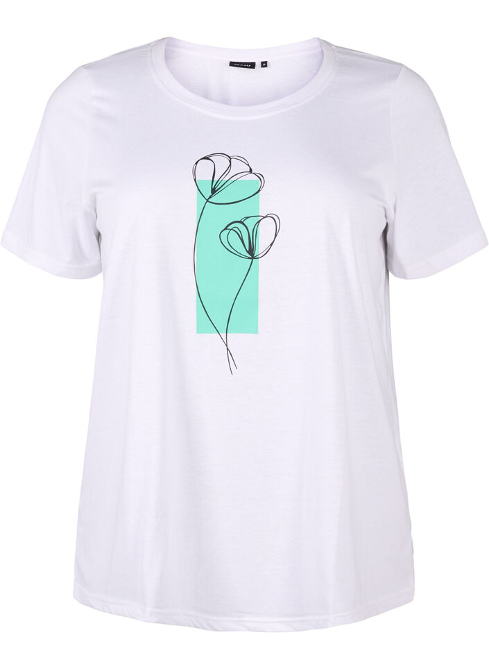 FLASH - T-shirt with motif, Bright White Flower, Packshot image number 0