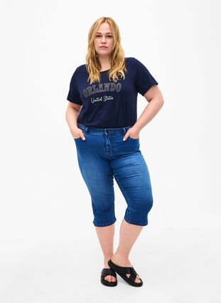 Cotton T-shirt with text, Navy B. Orlando, Model image number 2