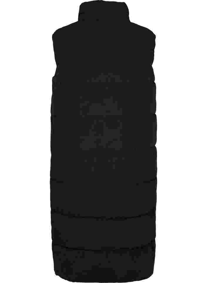 Long vest with high collar and pockets, Black, Packshot image number 1